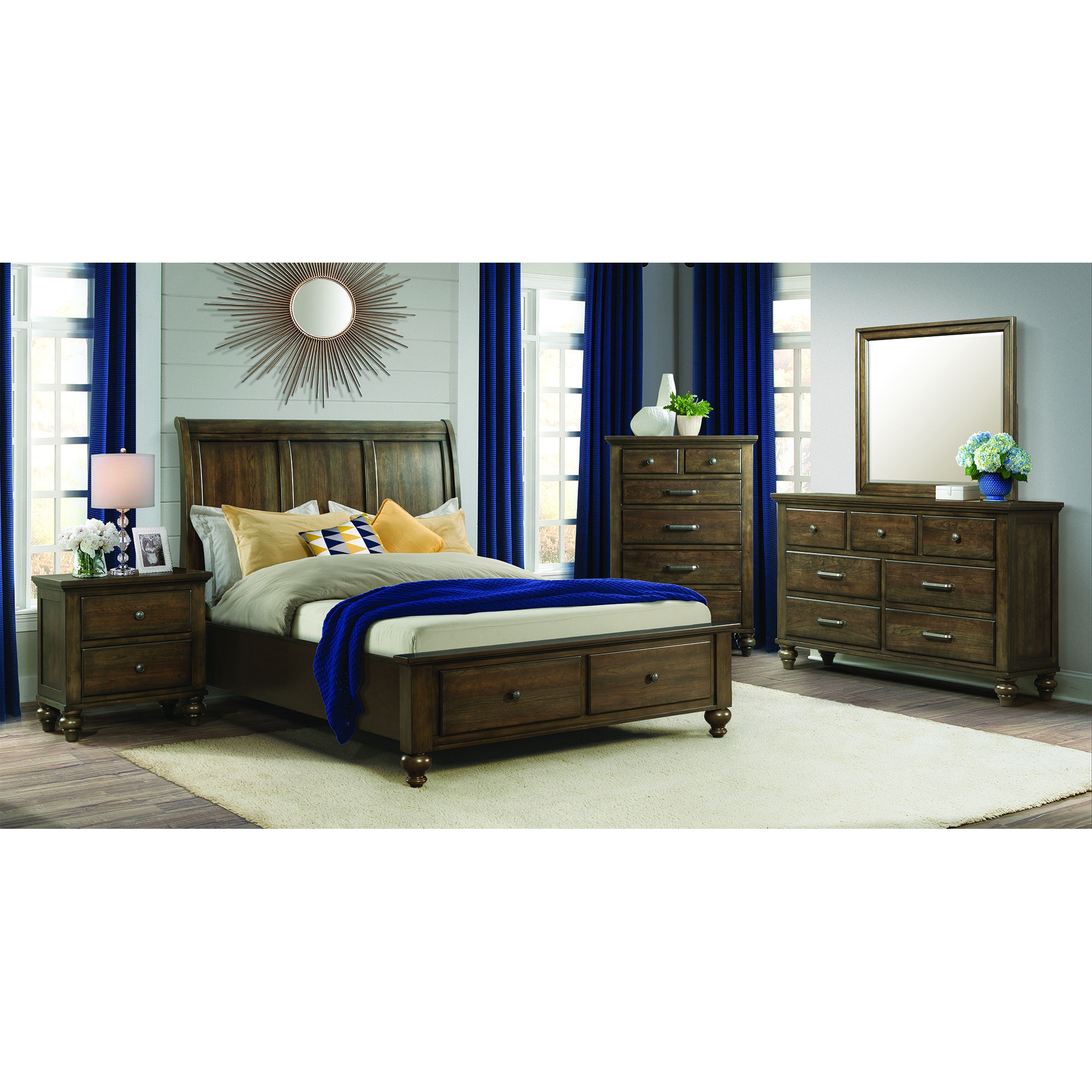 Elements International Bedroom Chatham Grey Storage Bedroom 